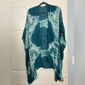 SOLD Teal and White Tie-Dye Kimono